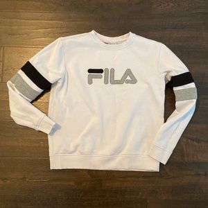Fila- woman’s size medium white fitted sweatshirt like new worn once!